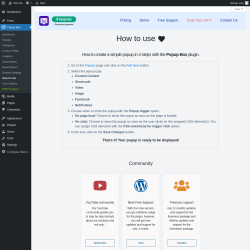 Page screenshot: Popup Box → How to use