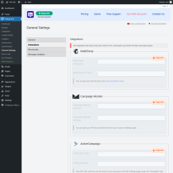 Page screenshot: Popup Box &rarr; General Settings &rarr; 
                            Integrations                        