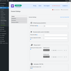 Page screenshot: Popup Box &rarr; General Settings