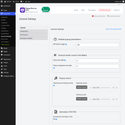 Page screenshot: Popup Box &rarr; General Settings