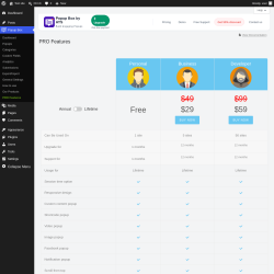Page screenshot: Popup Box &rarr; PRO Features