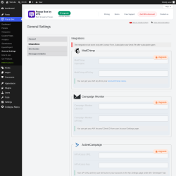 Page screenshot: Popup Box &rarr; General Settings &rarr; 
                            Integrations                        