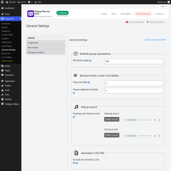 Page screenshot: Popup Box &rarr; General Settings