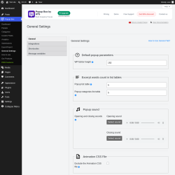Page screenshot: Popup Box &rarr; General Settings