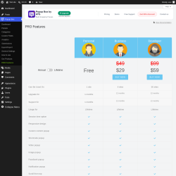 Page screenshot: Popup Box &rarr; PRO Features