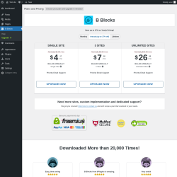 Page screenshot: B Blocks → Upgrade  ➤