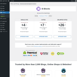Page screenshot: B Blocks → Upgrade  ➤