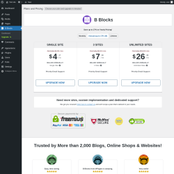 Page screenshot: B Blocks → Upgrade  ➤