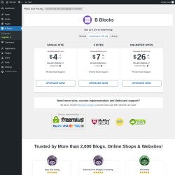 Page screenshot: B Blocks → Upgrade  ➤