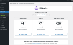 Page screenshot: B Blocks → Upgrade  ➤