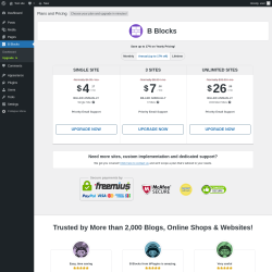 Page screenshot: B Blocks → Upgrade  ➤