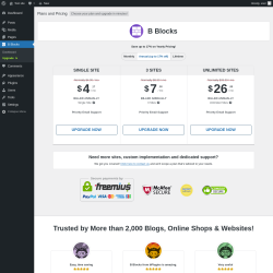 Page screenshot: B Blocks → Upgrade  ➤