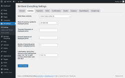 Page screenshot: BA Settings → Currency