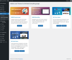 Page screenshot: BA Settings → Addons and Themes