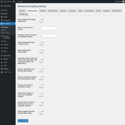 Page screenshot: BA Settings → Booking object