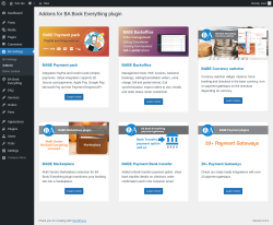 Page screenshot: BA Settings → Addons