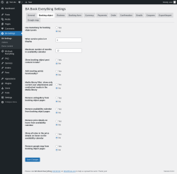 Page screenshot: BA Settings → Booking object