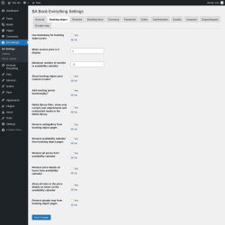 Page screenshot: BA Settings → Booking object