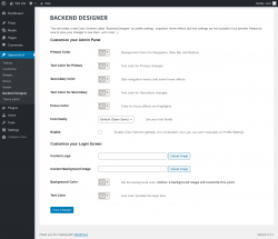 Page screenshot: Appearance &rarr; Backend Designer