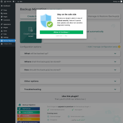 Page screenshot: Backup Migration &lsaquo; Test site &mdash; WordPress