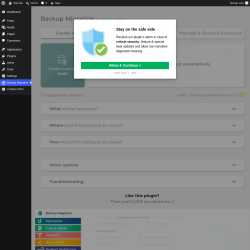 Page screenshot: Backup Migration &lsaquo; Test site &mdash; WordPress