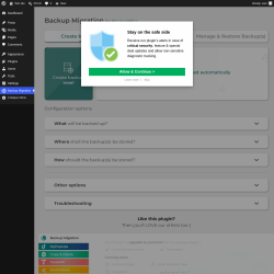 Page screenshot: Backup Migration &lsaquo; Test site &mdash; WordPress