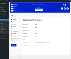 Page screenshot: BackupGuard &rarr; System Info.