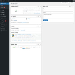 Page screenshot: Dashboard &lsaquo; Test site &mdash; WordPress