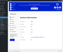 Page screenshot: BackupGuard &rarr; System Info.