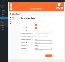 Page screenshot: JetBackup &rarr; Settings