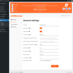 Page screenshot: JetBackup &rarr; Settings