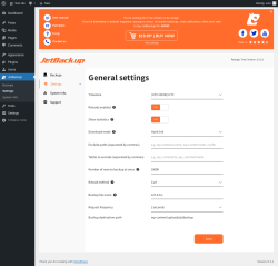 Page screenshot: JetBackup &rarr; Settings