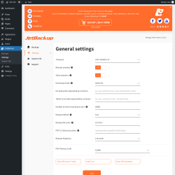 Page screenshot: JetBackup &rarr; Settings