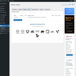 Page screenshot: Backuply → Backup Locations