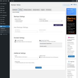 Page screenshot: Backuply &rarr; Settings