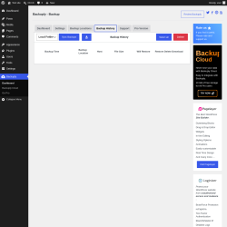 Page screenshot: Backuply &rarr; Backup History