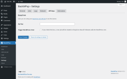 Page screenshot: BackWPup → Settings → API Keys