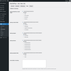 Page screenshot: BackWPup → Add new job → Files
