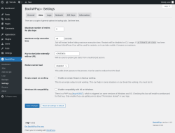 Page screenshot: BackWPup → Settings → Jobs