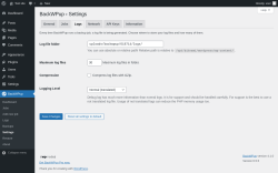Page screenshot: BackWPup → Settings → Logs