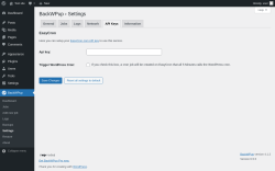 Page screenshot: BackWPup → Settings → API Keys