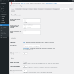 Page screenshot: Barcode Scanner &rarr; Settings &rarr; Direct DB requests
