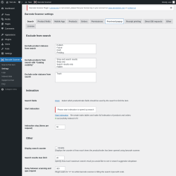 Page screenshot: Barcode Scanner &rarr; Settings &rarr; Front-end popup