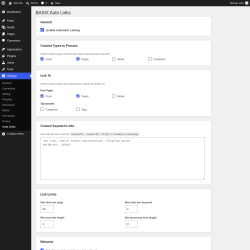 Page screenshot: Settings &rarr; Auto Links