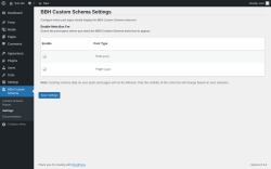 Page screenshot: BBH Custom Schema &rarr; Settings