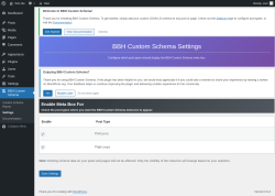 Page screenshot: BBH Custom Schema &rarr; Settings