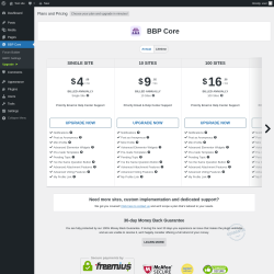 Page screenshot: BBP Core → Upgrade  ➤