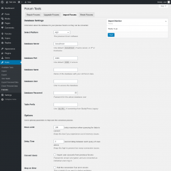 Page screenshot: Tools &rarr; Forums &rarr; Import Forums