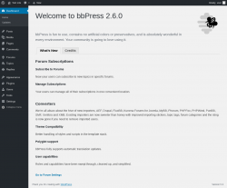 Page screenshot: Welcome to bbPress &lsaquo; Test site &mdash; WordPress