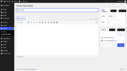 Page screenshot: Replies &rarr; Create New Reply